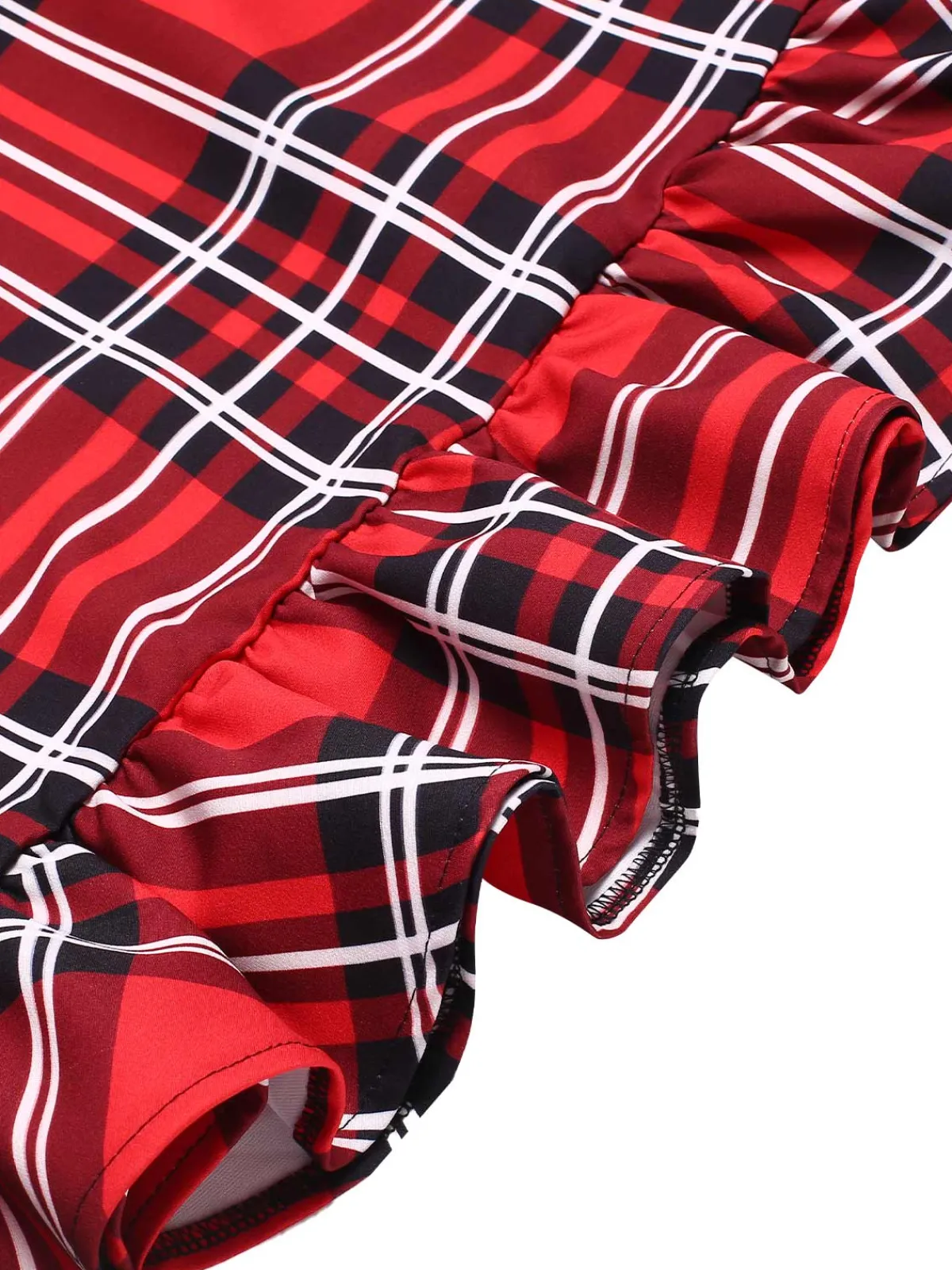 Clearance Retro Stage 1970s Tartan Plaids Bow Ruffles Skirt Red