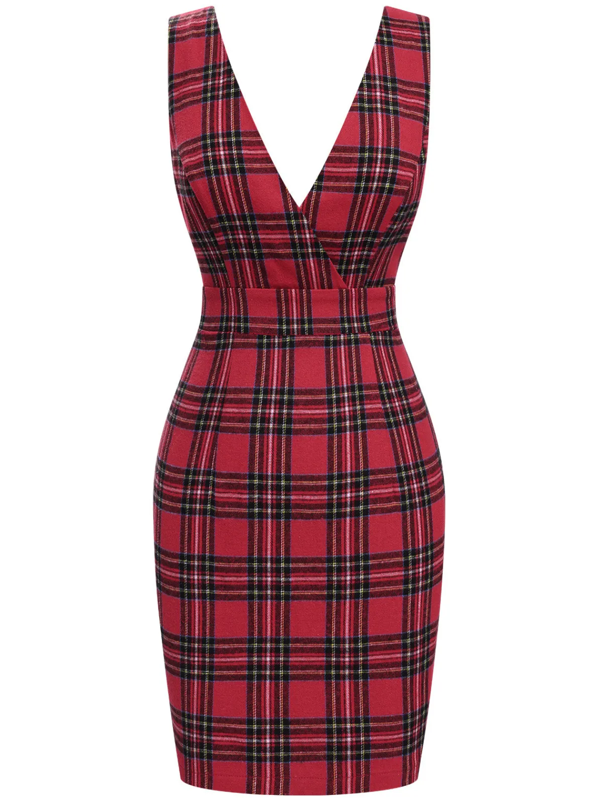 Outlet Retro Stage 1960s Tartan Plaids Suspender Dress Red