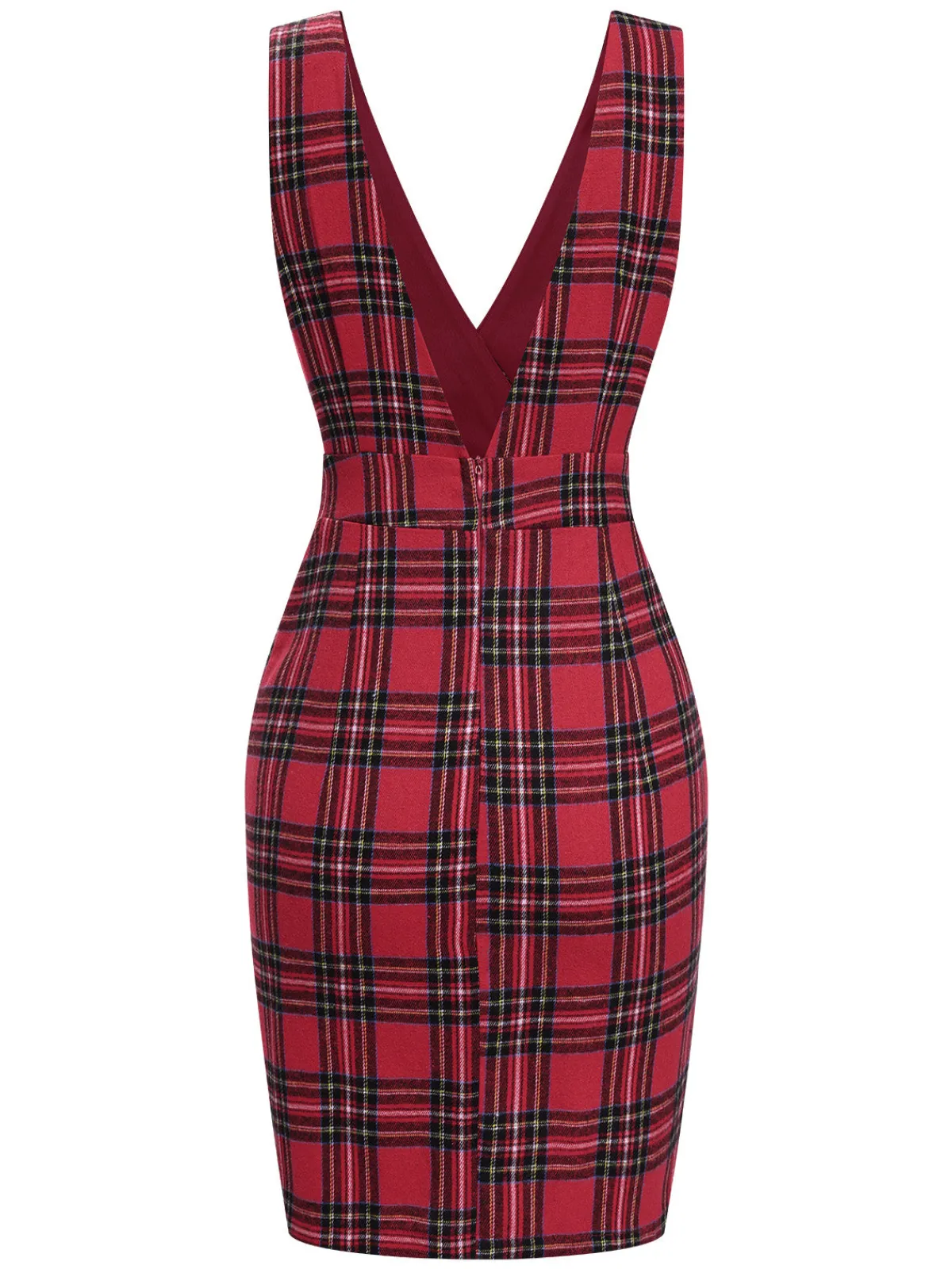 Outlet Retro Stage 1960s Tartan Plaids Suspender Dress Red