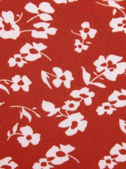 New Retro Stage 1940s V-Neck Ditsy Floral Wrap Dress Red