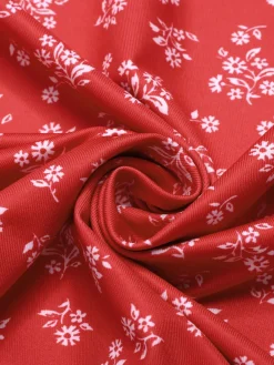 Best Retro Stage 1960s V-Neck Ditsy Floral Dress Red