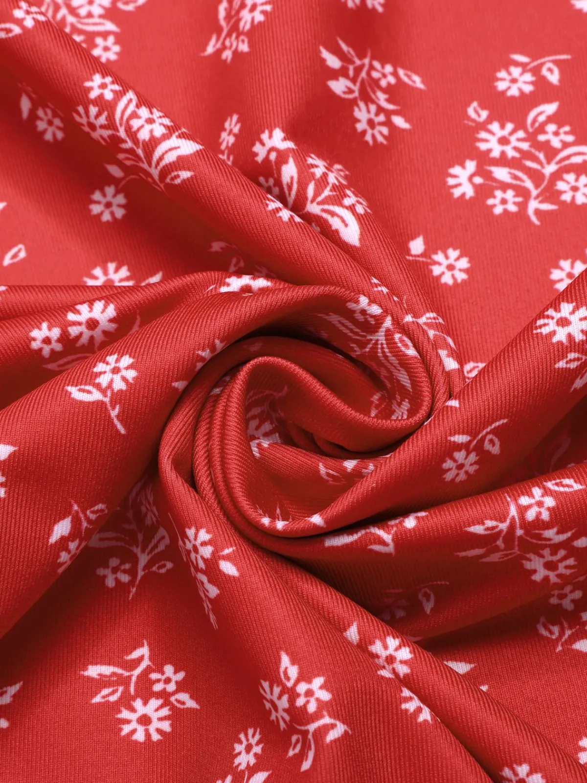 Best Retro Stage 1960s V-Neck Ditsy Floral Dress Red