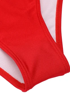 New Retro Stage 1940s V-Neck Solid One-piece Swimsuit Red