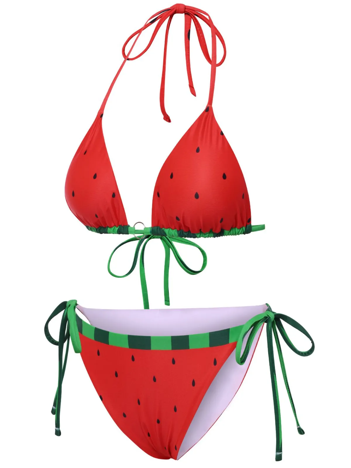 Hot Retro Stage 1960s Watermelon Bow Tie Bikini Set Red