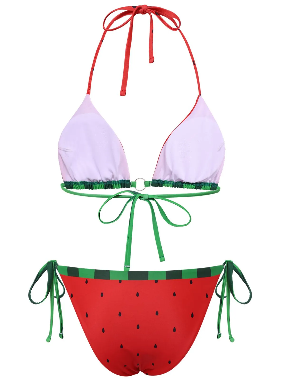 Hot Retro Stage 1960s Watermelon Bow Tie Bikini Set Red