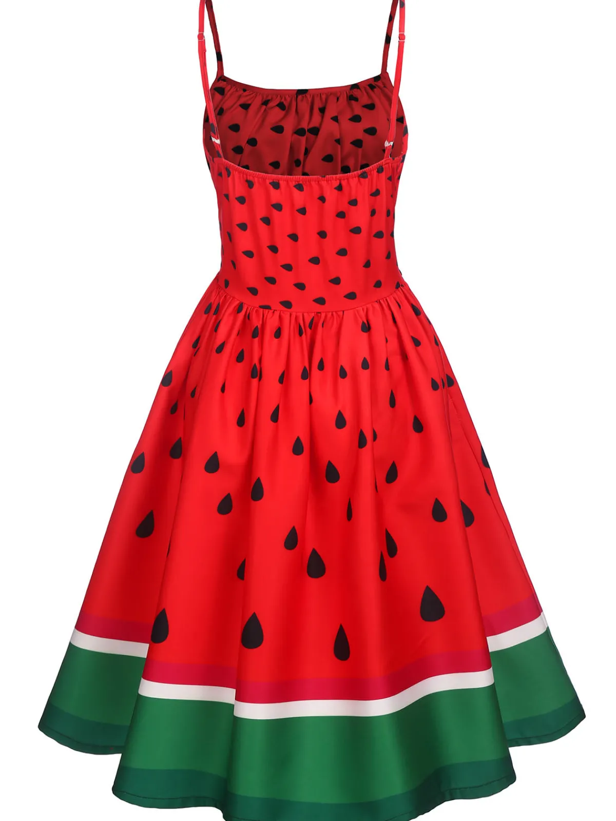 Best Retro Stage 1950s Watermelon Patchwork Dress Red