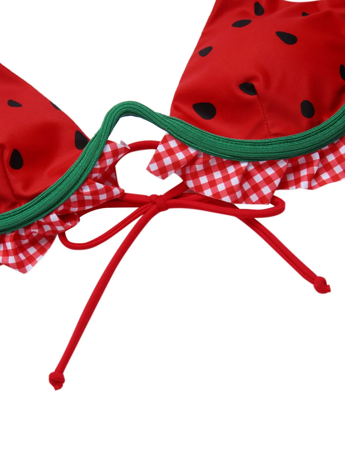 Hot Retro Stage 1950s Watermelon Ruffled Bikini Set Red
