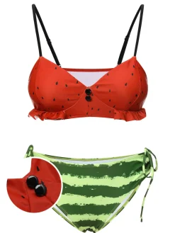 Hot Retro Stage Red 1950s Watermelon Suspender Bikini Set Watermelon Red