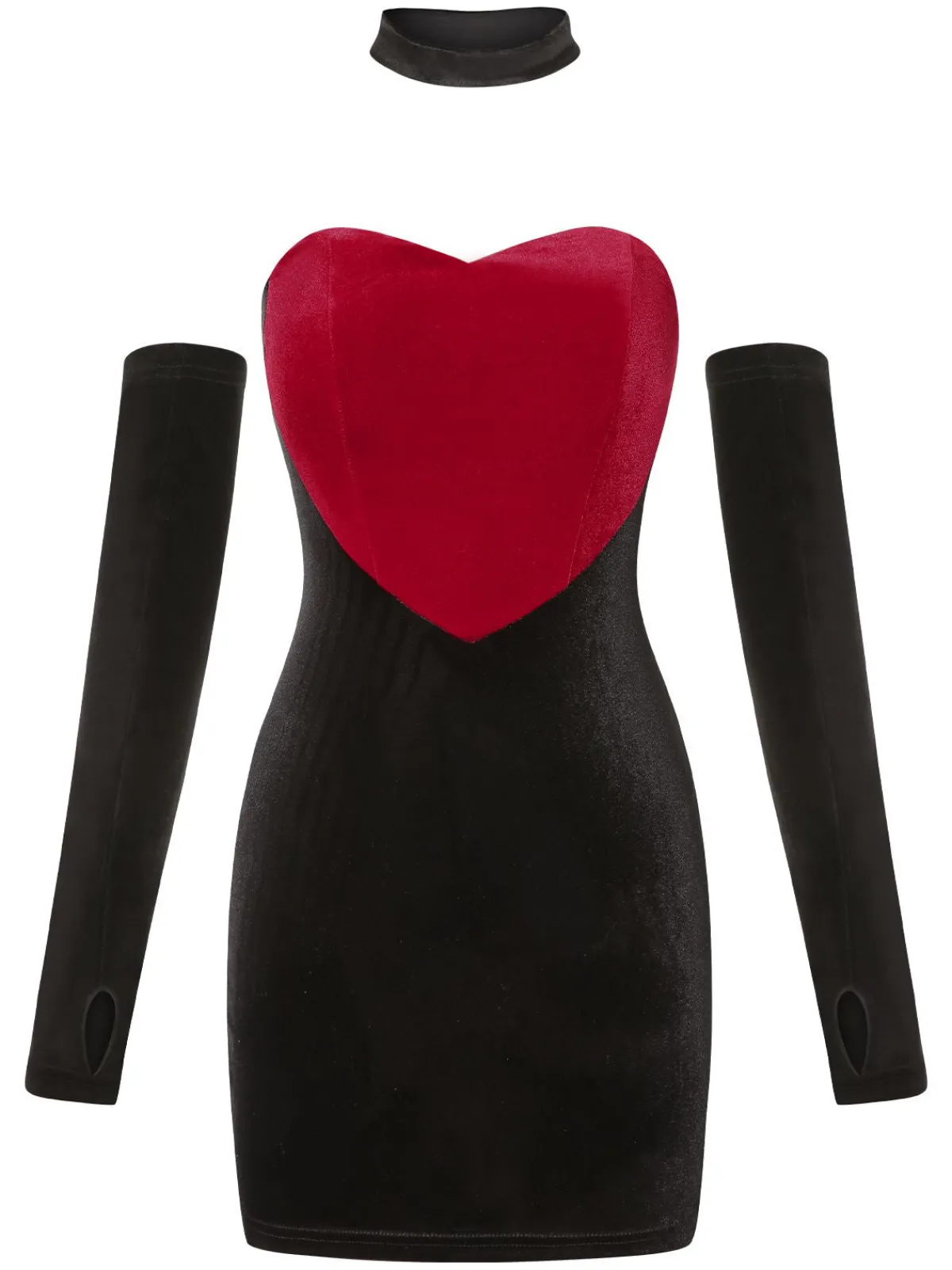 Sale Retro Stage Red& 1960s Heart Shape Patchwork Dress Black