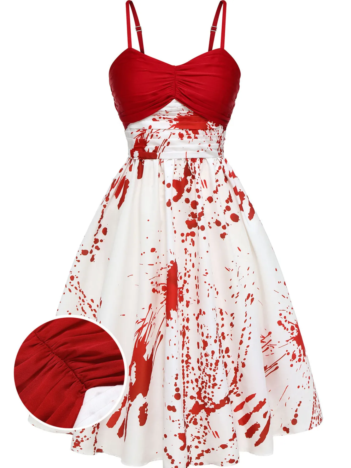 Clearance Retro Stage &White 1950s Halloween Blood Dress Red