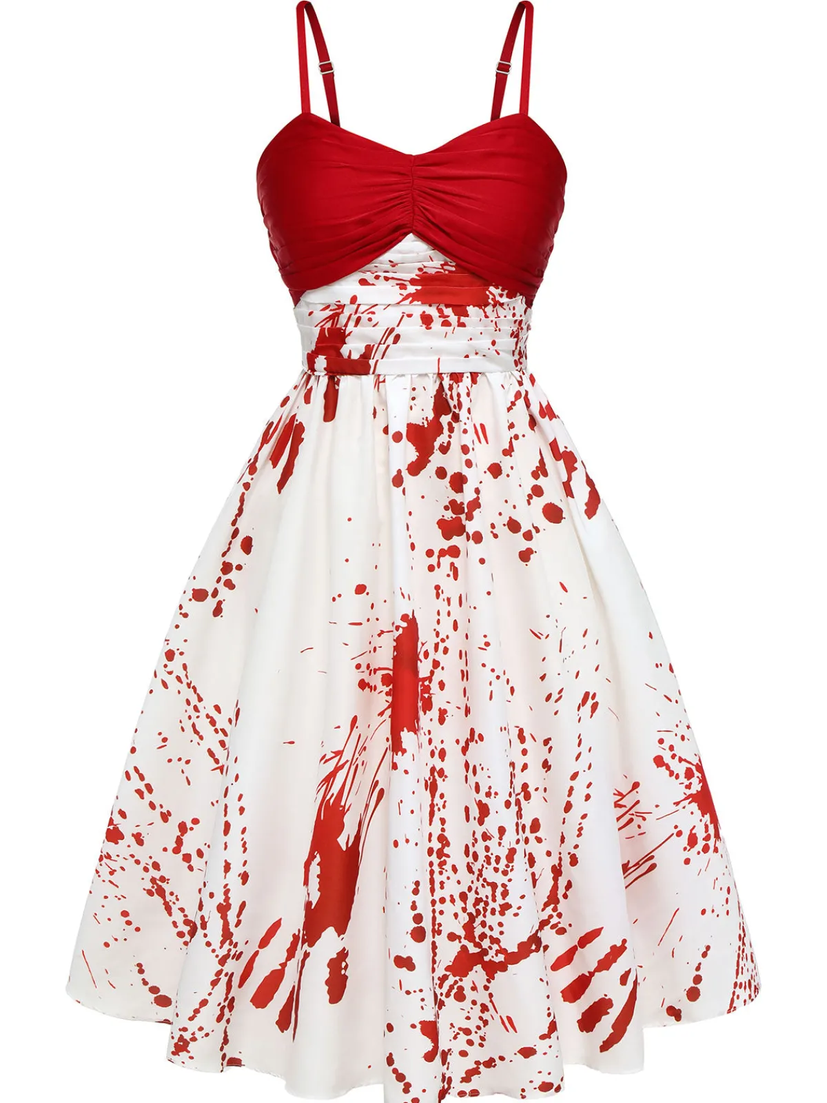 Clearance Retro Stage &White 1950s Halloween Blood Dress Red