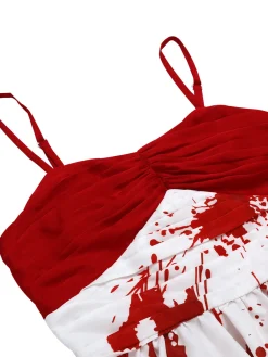 Clearance Retro Stage &White 1950s Halloween Blood Dress Red