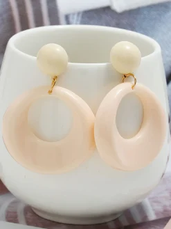 Sale Retro Stage Retro Apricot Plastic Hoop Earrings