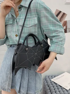 Hot Retro Stage Retro Black Halloween Spider Handbag
