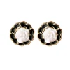 Sale Retro Stage Retro Black Shining Rose Earrings