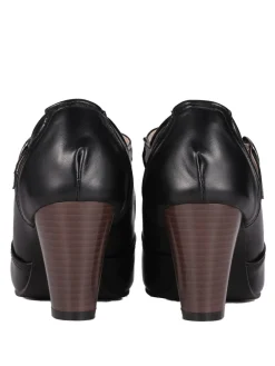 Online Retro Stage Retro T-Strap Chunky Heels Shoes Black