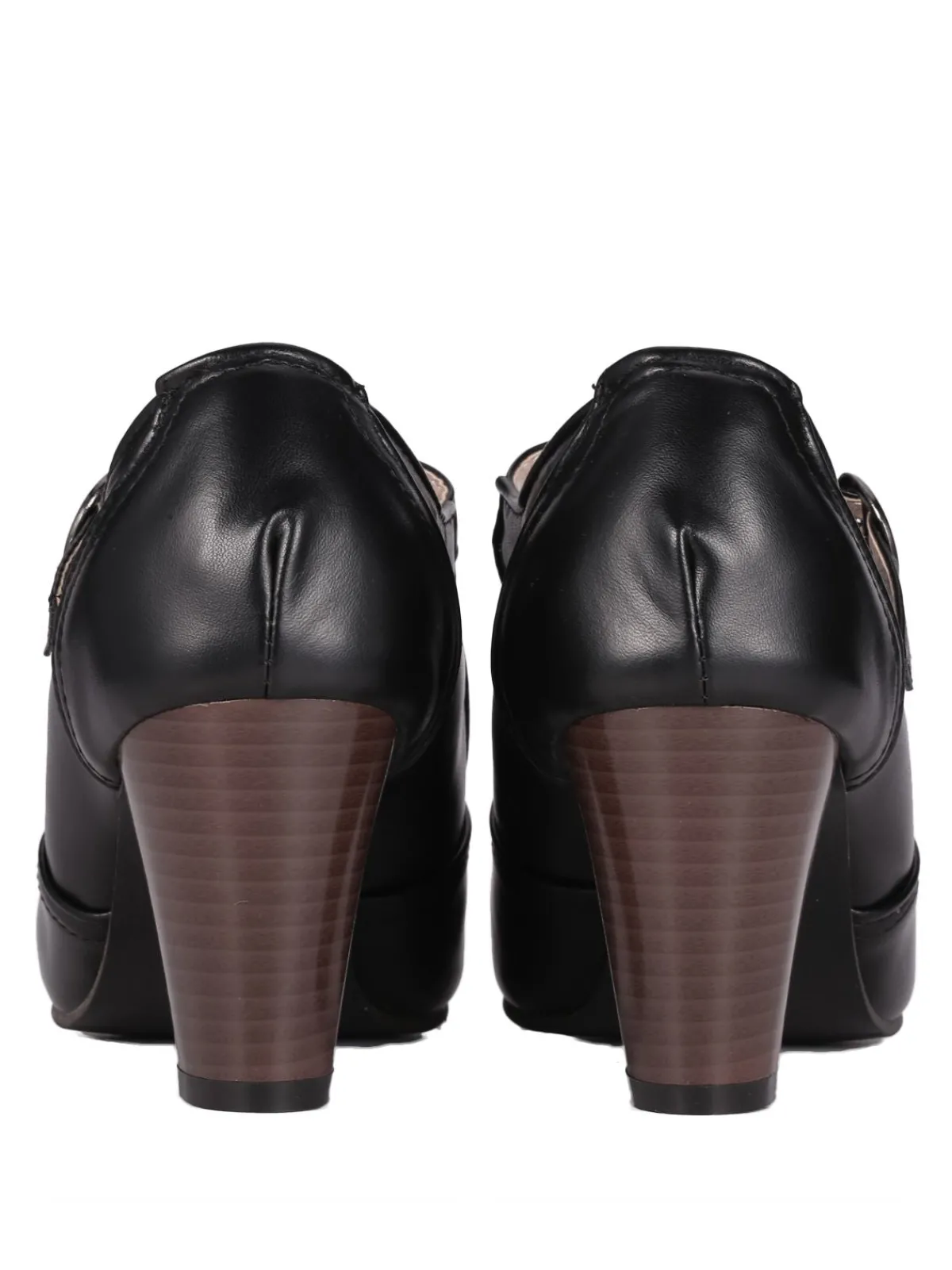 Online Retro Stage Retro T-Strap Chunky Heels Shoes Black