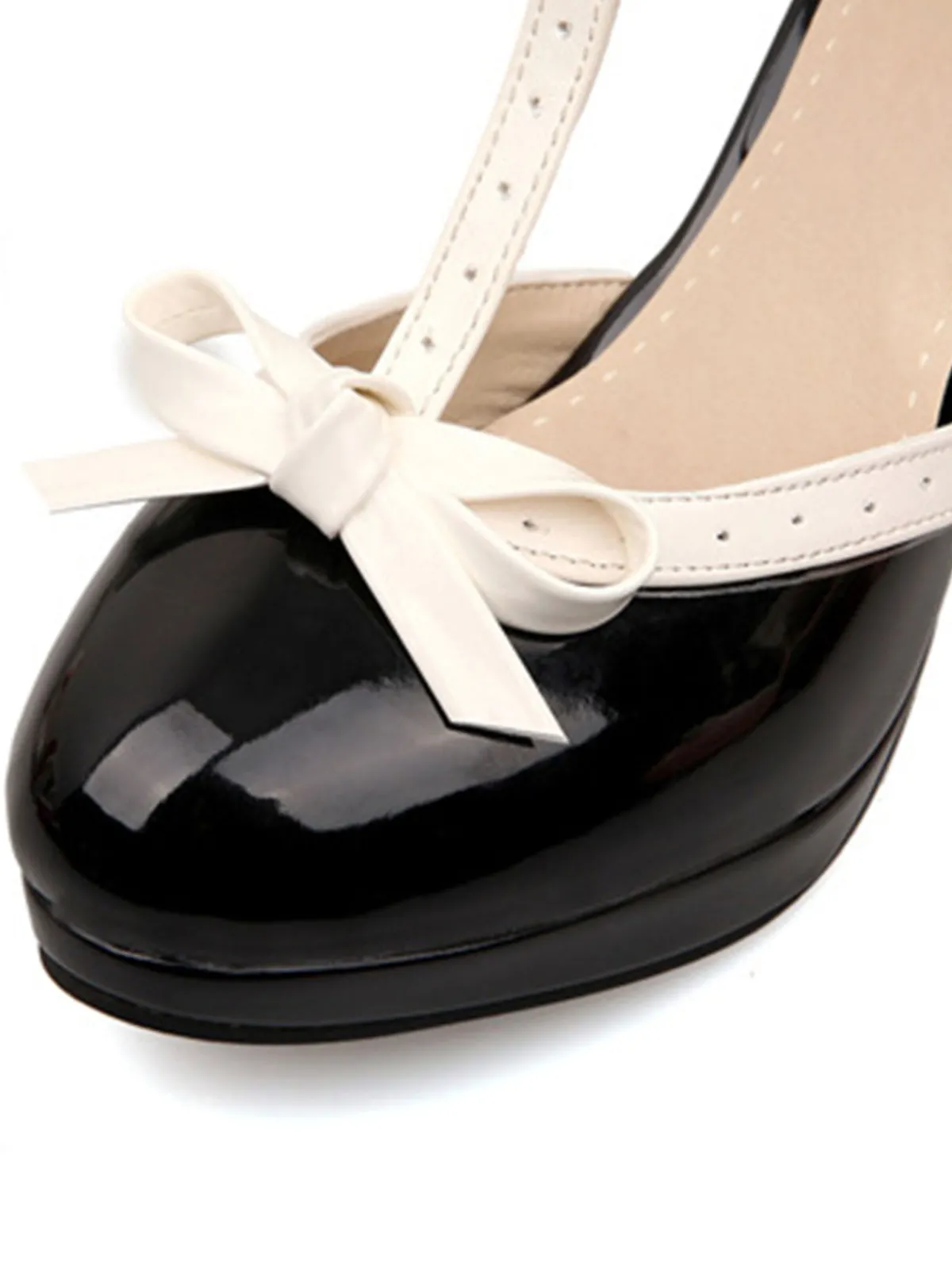 Discount Retro Stage Retro Bow Décor High Heel Shoes