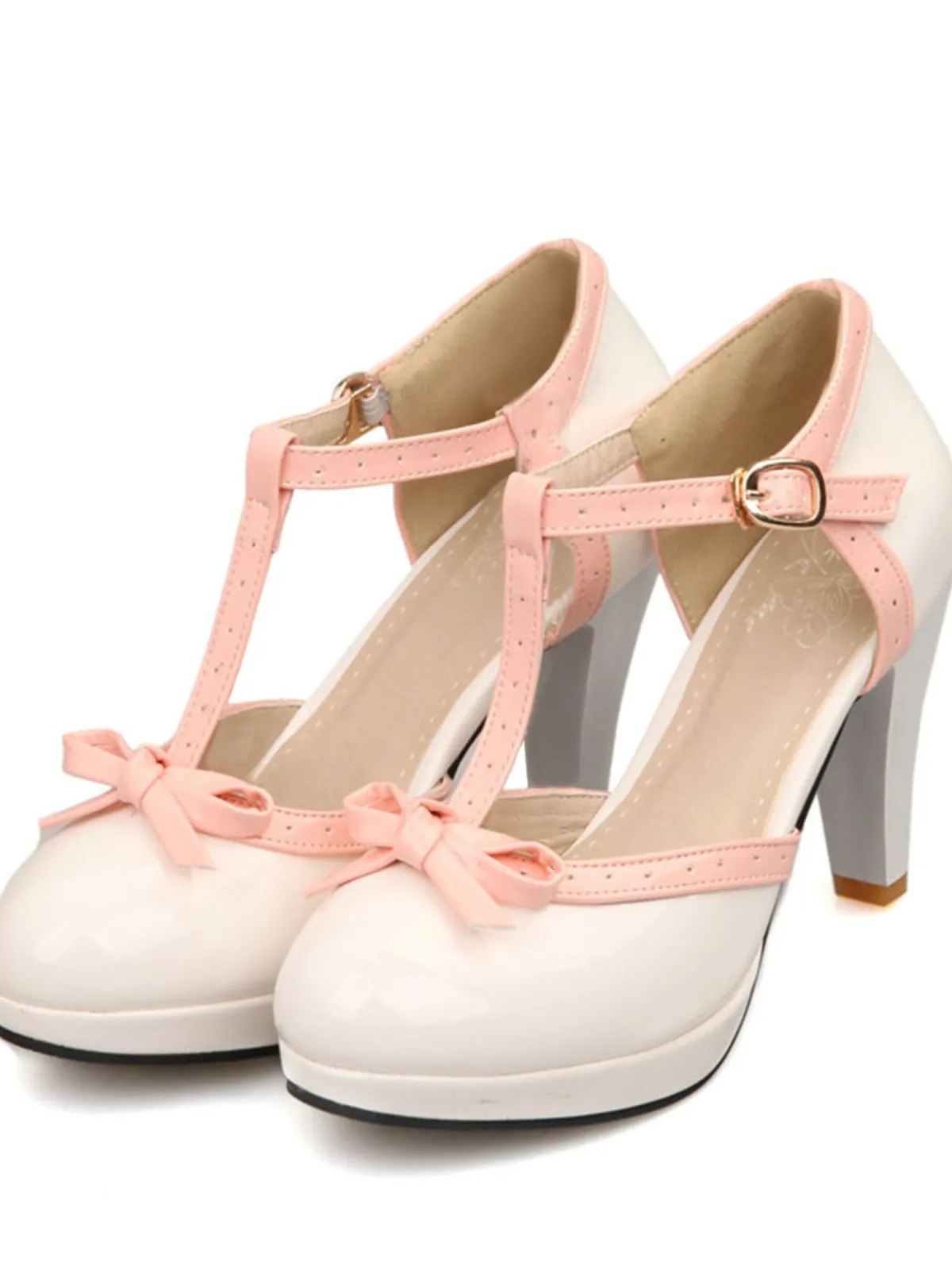 Discount Retro Stage Retro Bow Décor High Heel Shoes