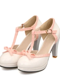 New Retro Stage Retro Bow Décor High Heel Shoes