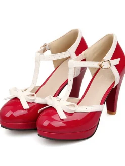 New Retro Stage Retro Bow Décor High Heel Shoes