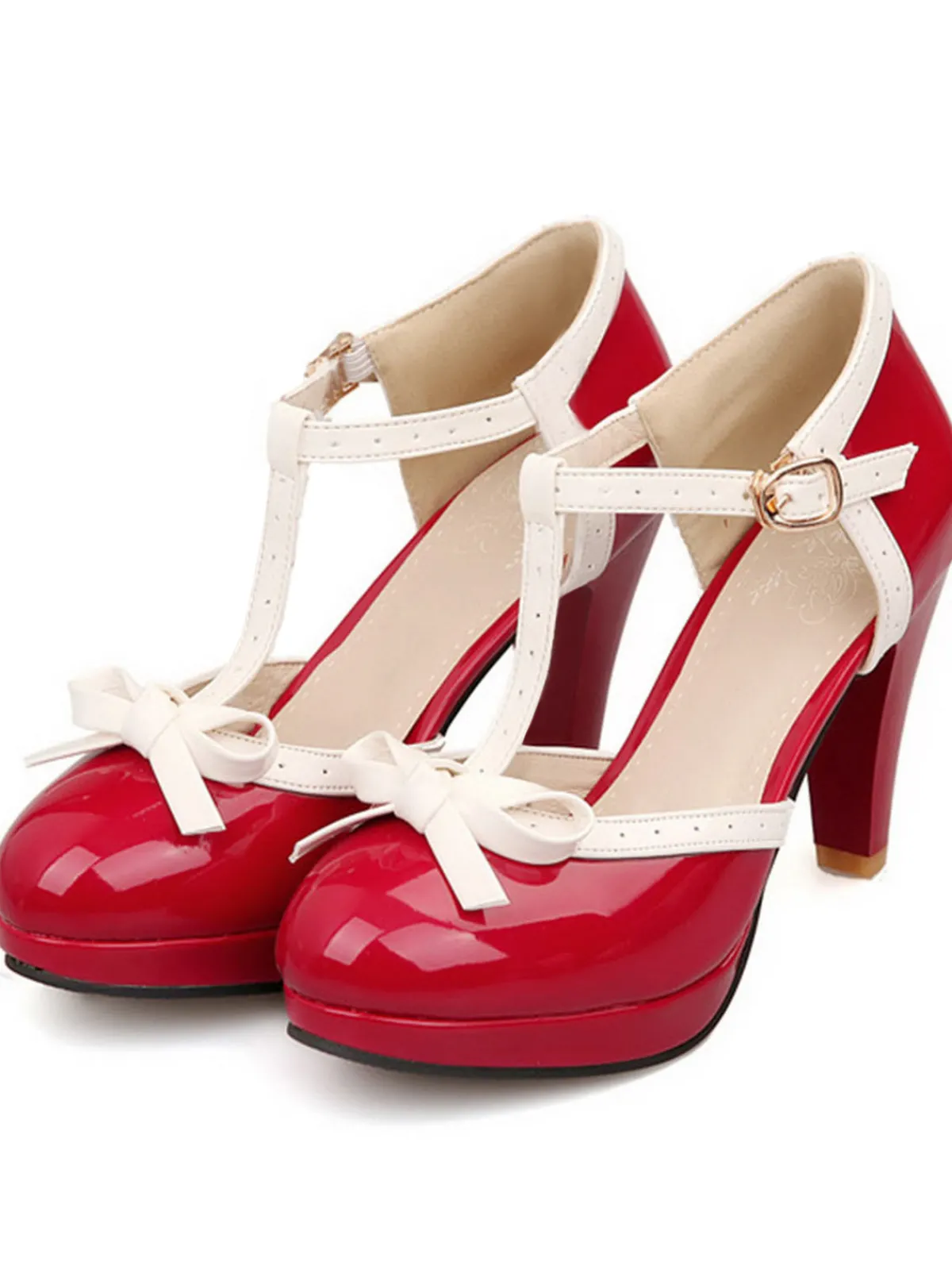 New Retro Stage Retro Bow Décor High Heel Shoes