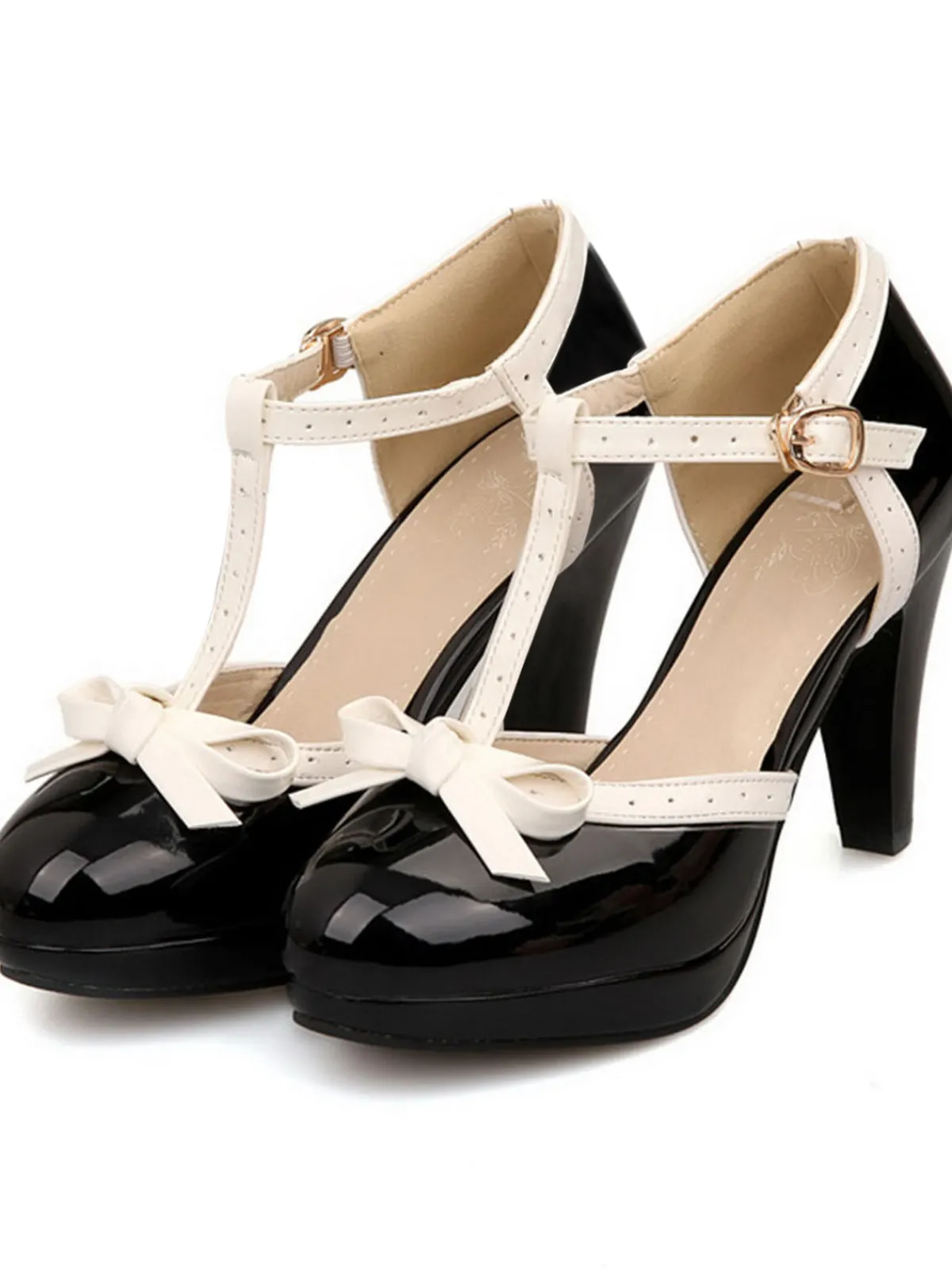 New Retro Stage Retro Bow Décor High Heel Shoes