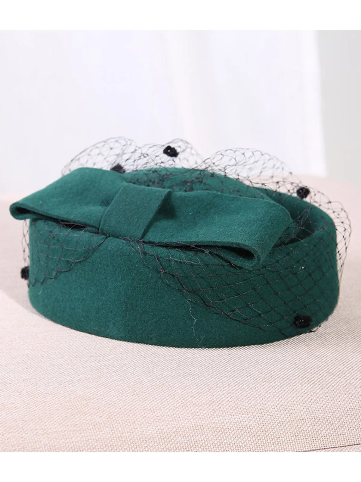 New Retro Stage Retro Bow Mesh Wooled Dress Hat