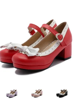 Discount Retro Stage Retro Bow Non-slip High Heel Shoes