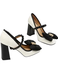 New Retro Stage Retro Bowknot Chunky Heels Mary Jane Shoes