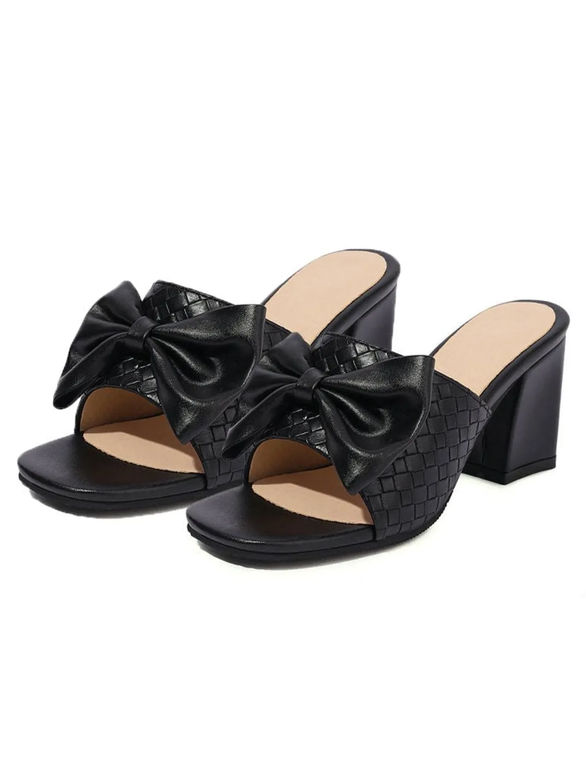Sale Retro Stage Retro Bowknot Chunky Heels Sandals