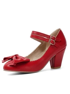 Online Retro Stage Retro Bowknot Double-Straps Shoes