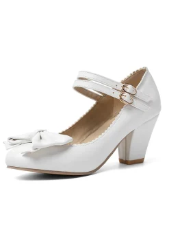 Online Retro Stage Retro Bowknot Double-Straps Shoes