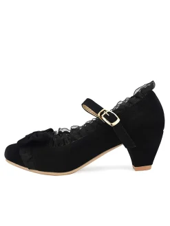 Clearance Retro Stage Retro Bowknot Lace High Heels Shoes