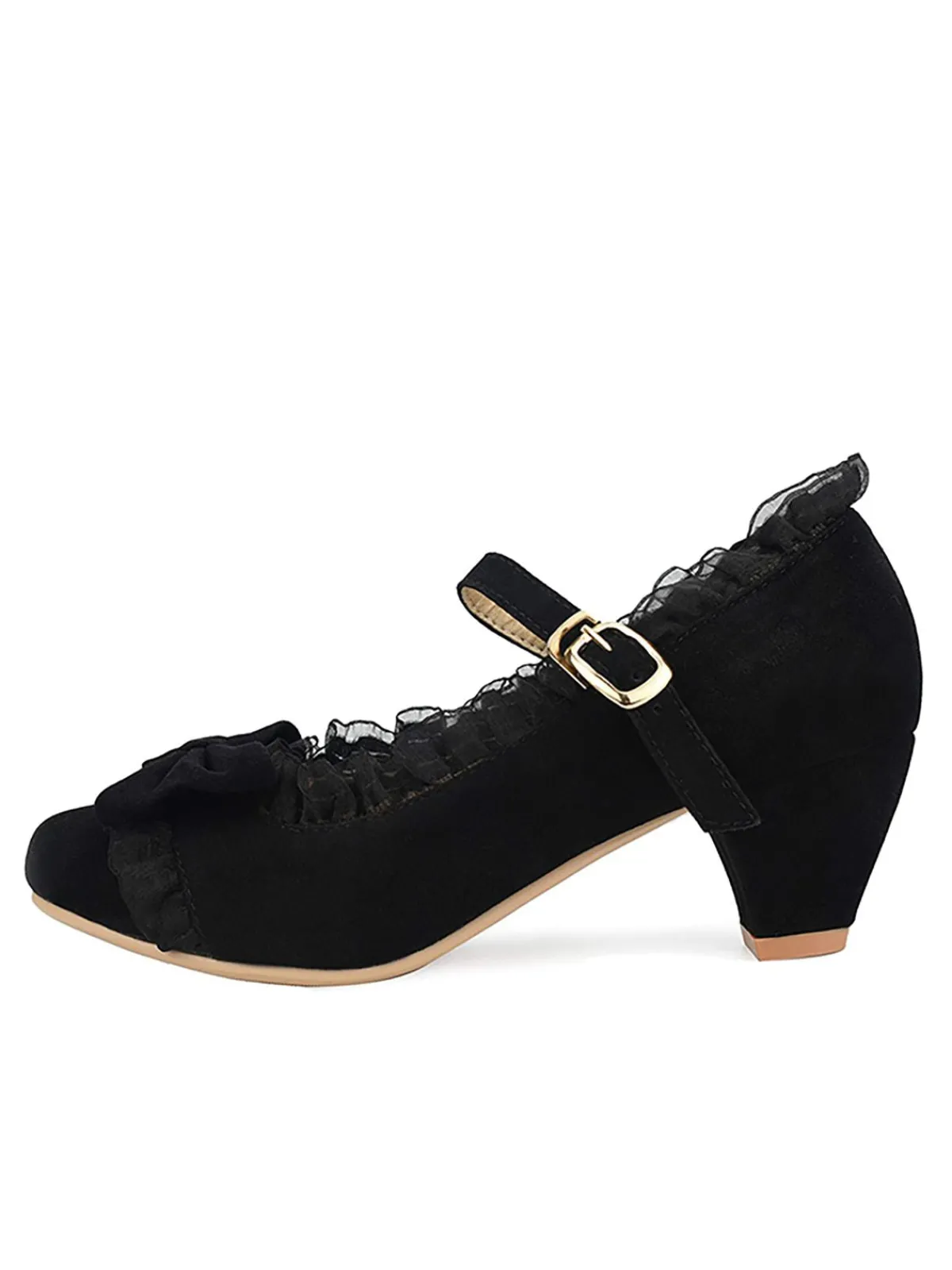 Clearance Retro Stage Retro Bowknot Lace High Heels Shoes