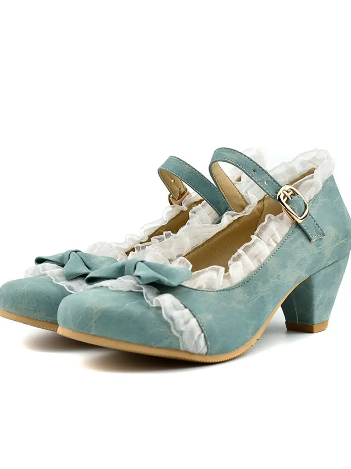 Clearance Retro Stage Retro Bowknot Lace High Heels Shoes