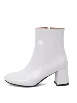 Fashion Retro Stage Retro Christmas Patent Leather Block Heel Ankle Boots