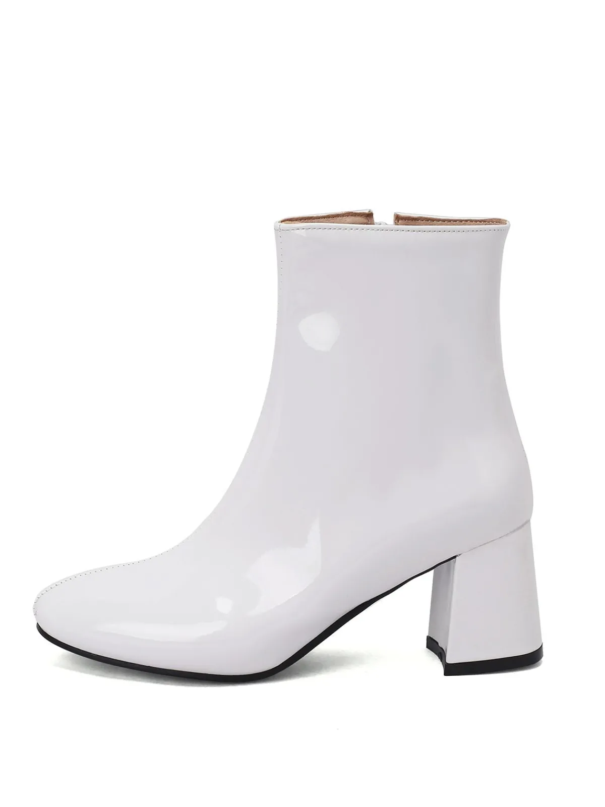 Fashion Retro Stage Retro Christmas Patent Leather Block Heel Ankle Boots