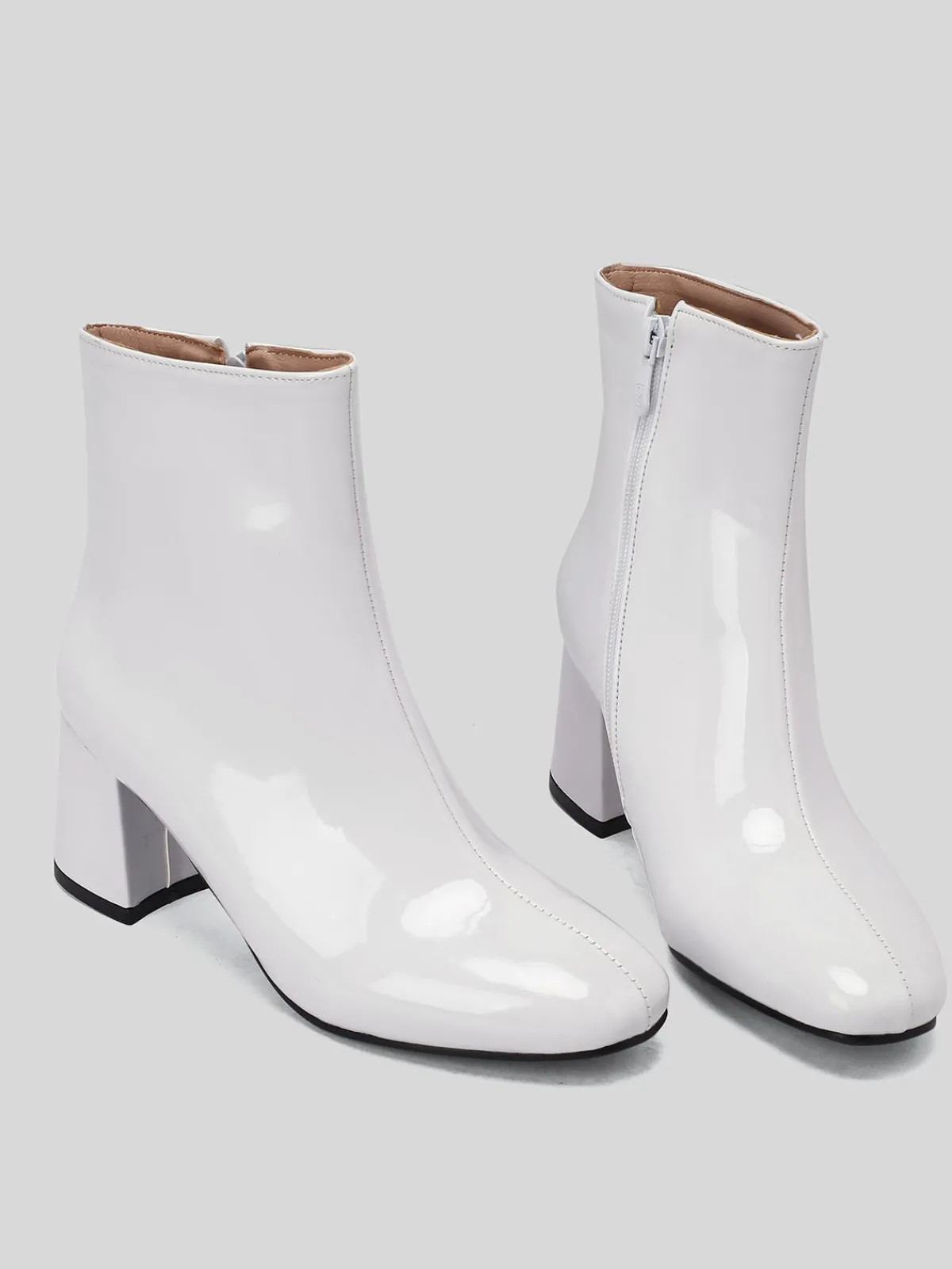 Fashion Retro Stage Retro Christmas Patent Leather Block Heel Ankle Boots