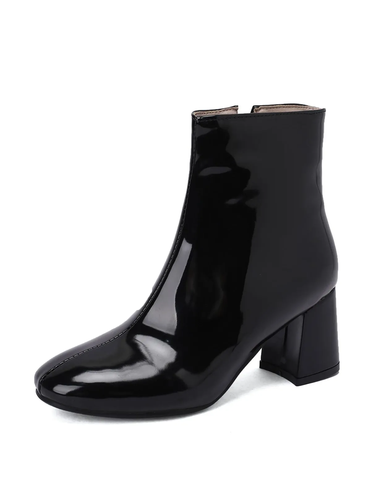 Fashion Retro Stage Retro Christmas Patent Leather Block Heel Ankle Boots