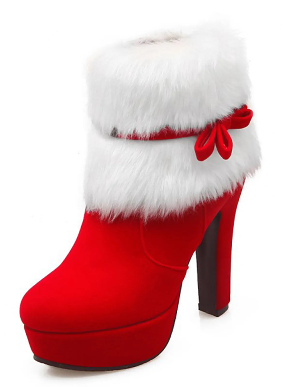 Outlet Retro Stage Retro Christmas Short Plush High Heel Shoes