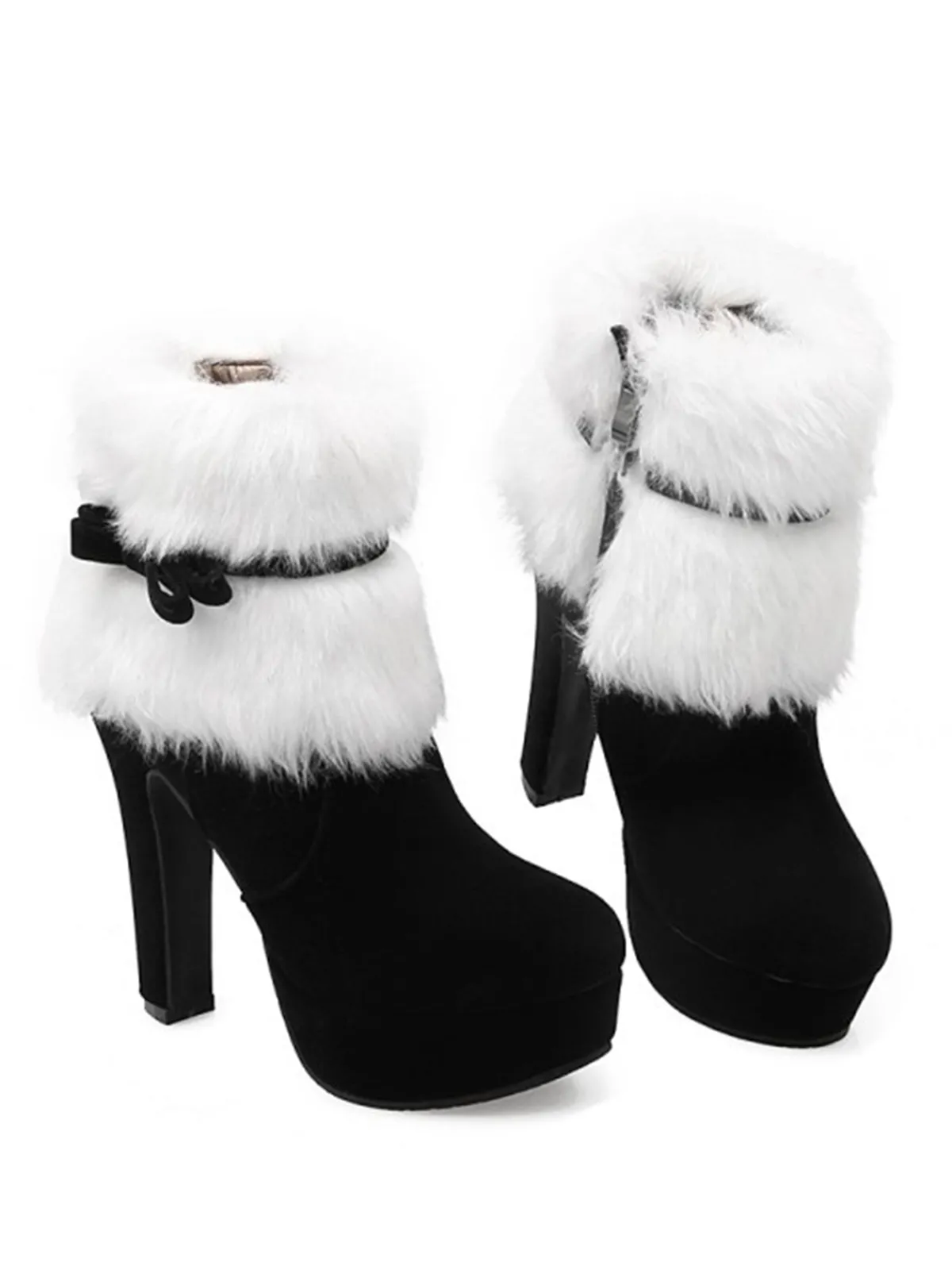 Outlet Retro Stage Retro Christmas Short Plush High Heel Shoes