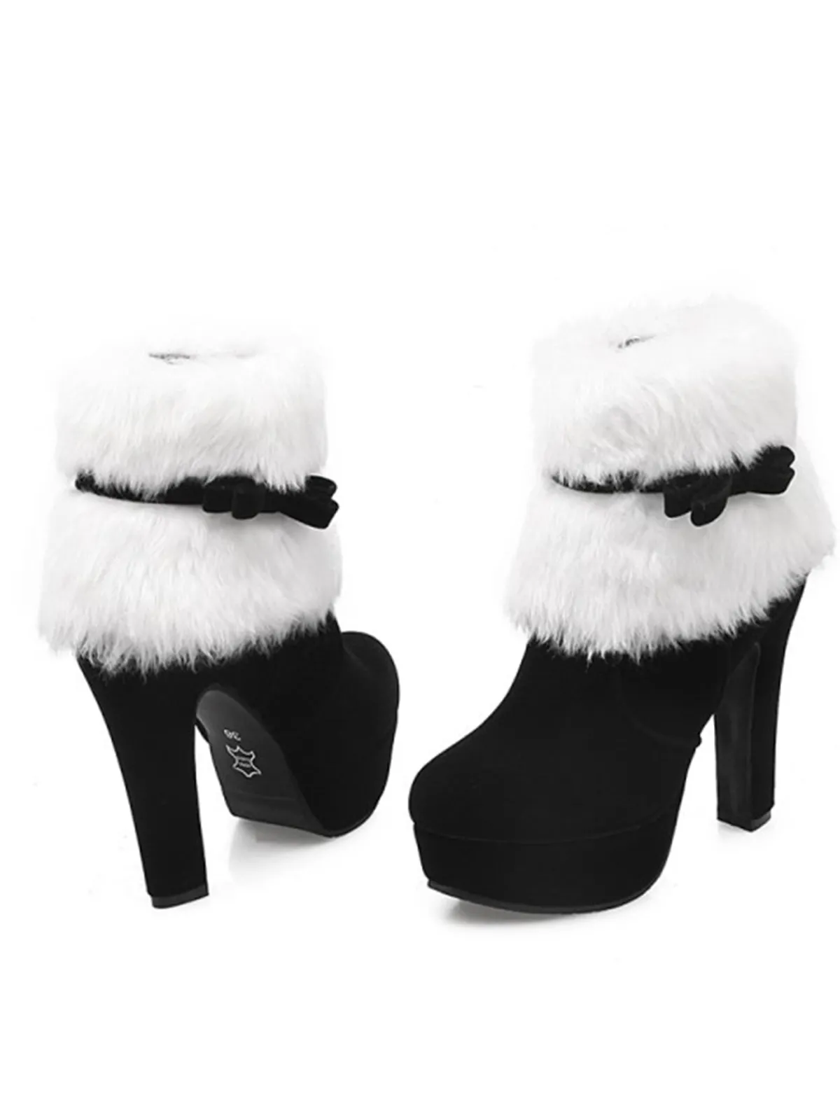 Outlet Retro Stage Retro Christmas Short Plush High Heel Shoes