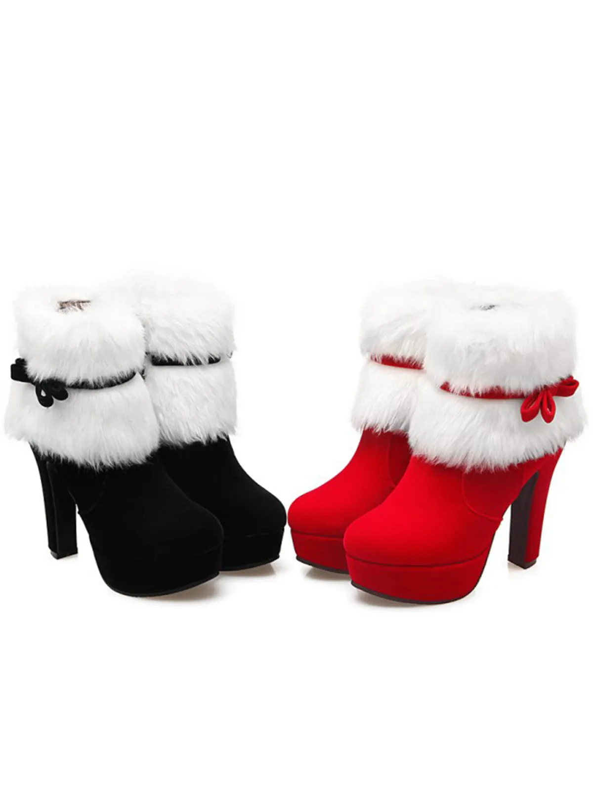 Outlet Retro Stage Retro Christmas Short Plush High Heel Shoes
