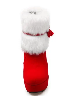 Outlet Retro Stage Retro Christmas Short Plush High Heel Shoes