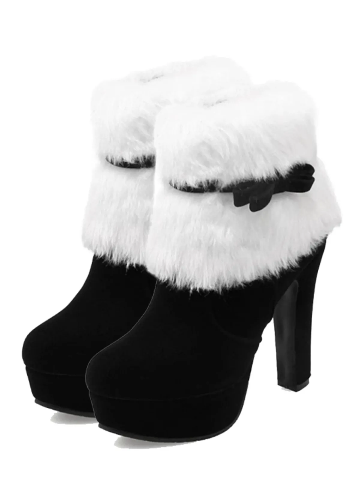 Outlet Retro Stage Retro Christmas Short Plush High Heel Shoes