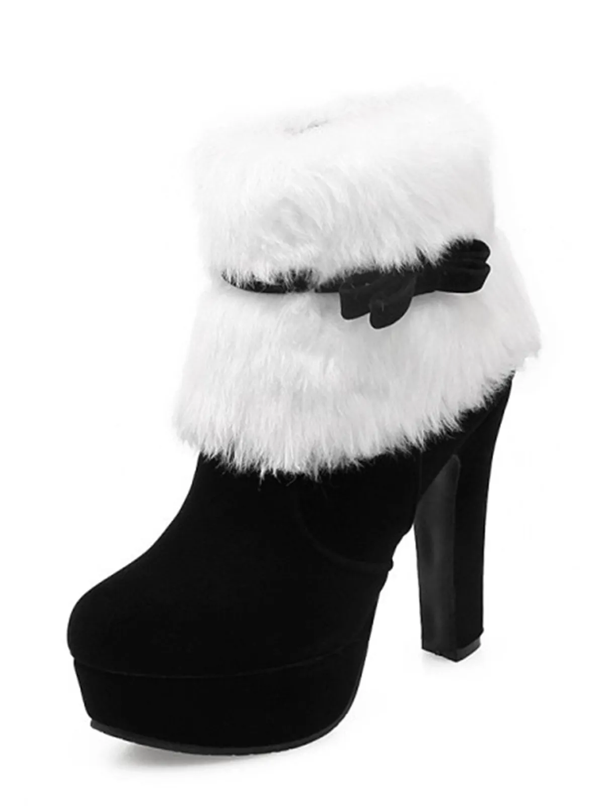 Outlet Retro Stage Retro Christmas Short Plush High Heel Shoes