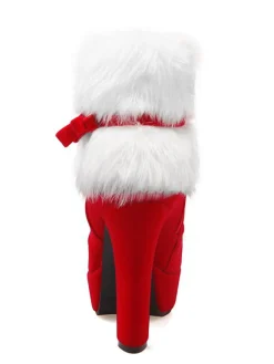 Outlet Retro Stage Retro Christmas Short Plush High Heel Shoes