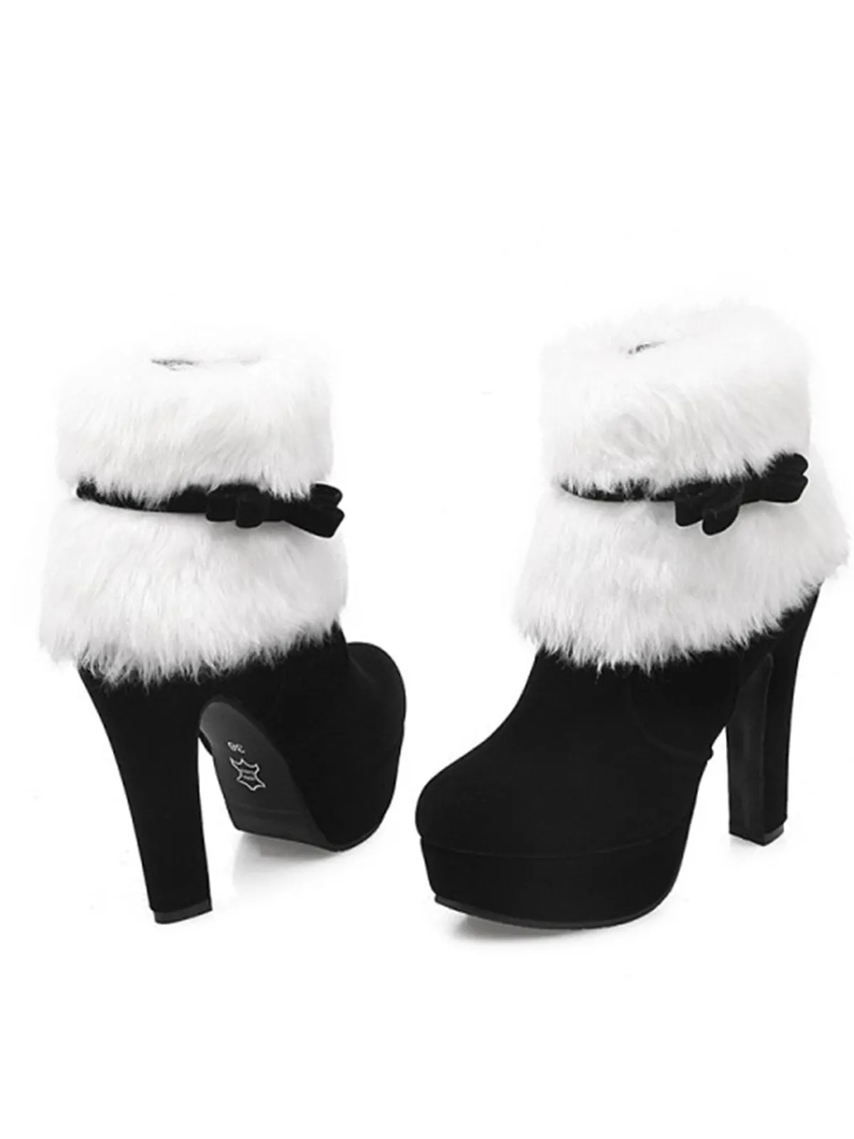Outlet Retro Stage Retro Christmas Short Plush High Heel Shoes