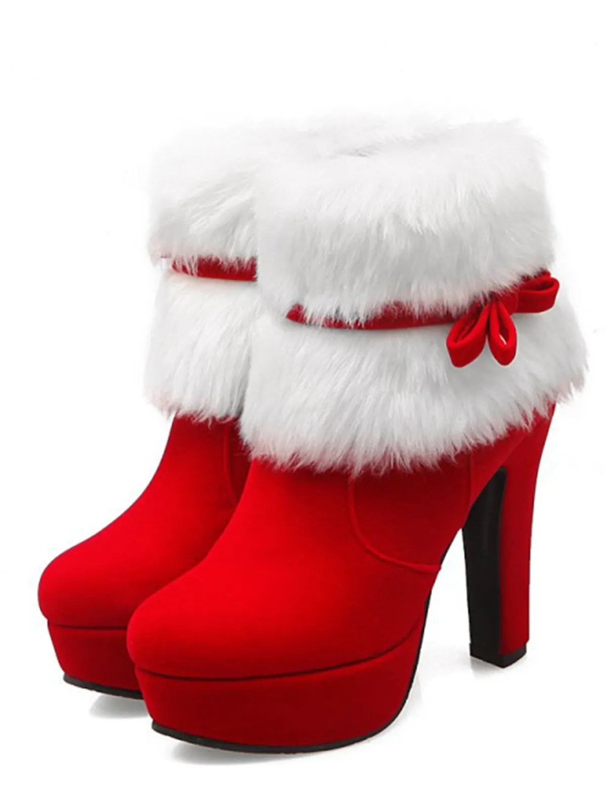 Outlet Retro Stage Retro Christmas Short Plush High Heel Shoes